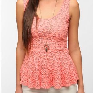 Urban Outfitters Coral Floral Peplum Tank Top